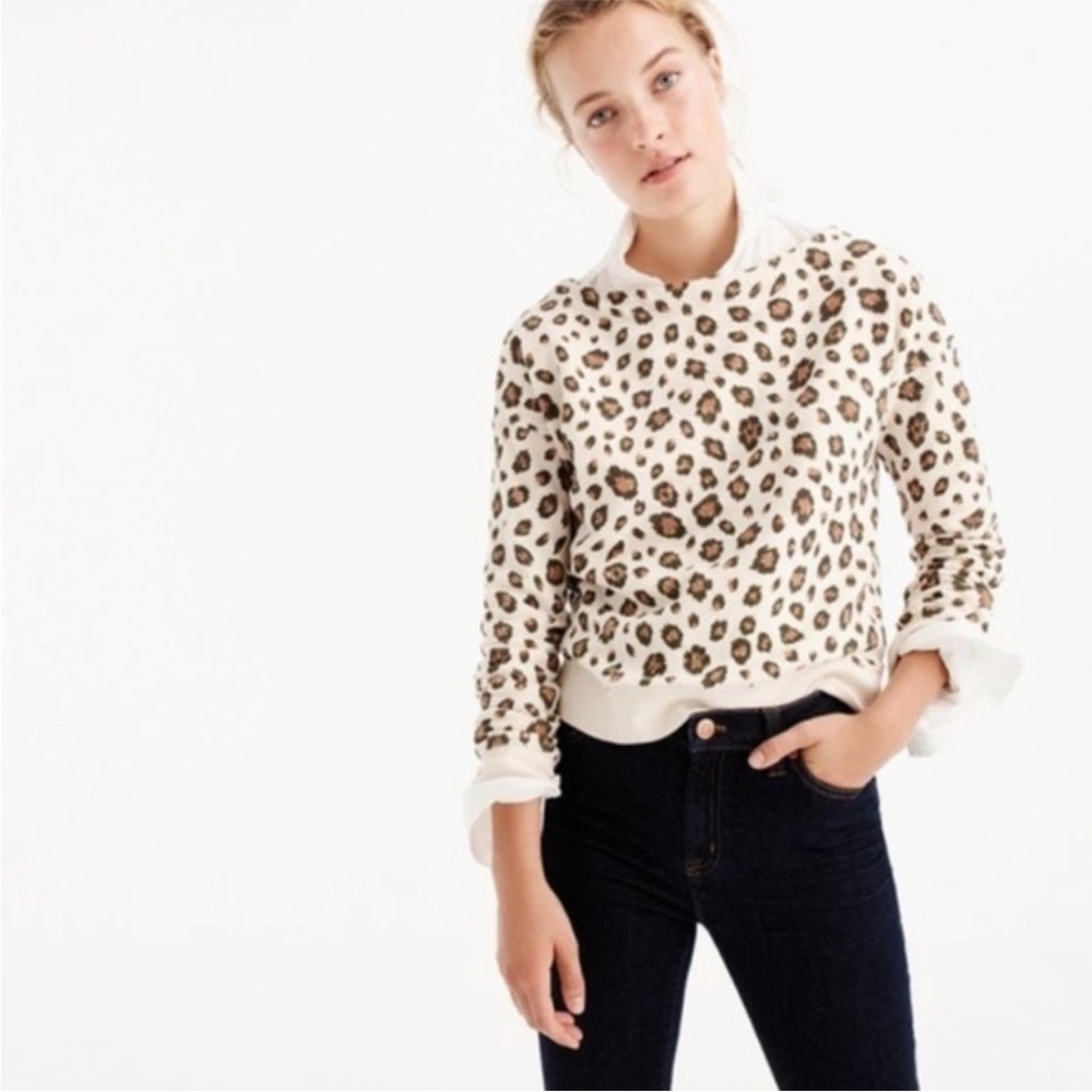 ⚓️ J.Crew Leopard Print Sweatshirt S